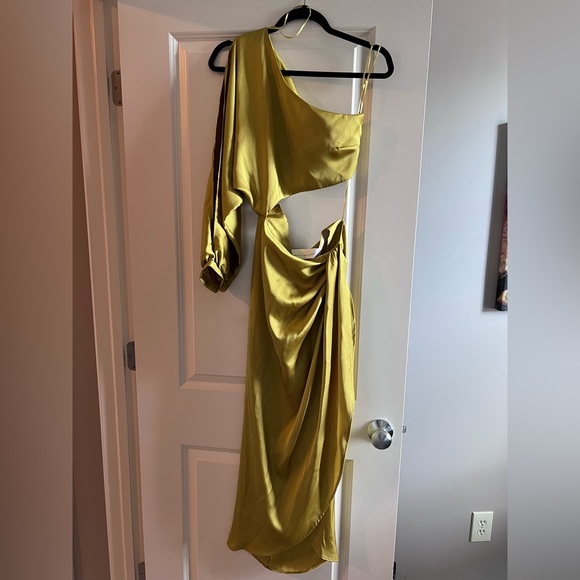 ZARA SATIN EFFECT ASYMMETRIC DRESS - Picture 12 of 13